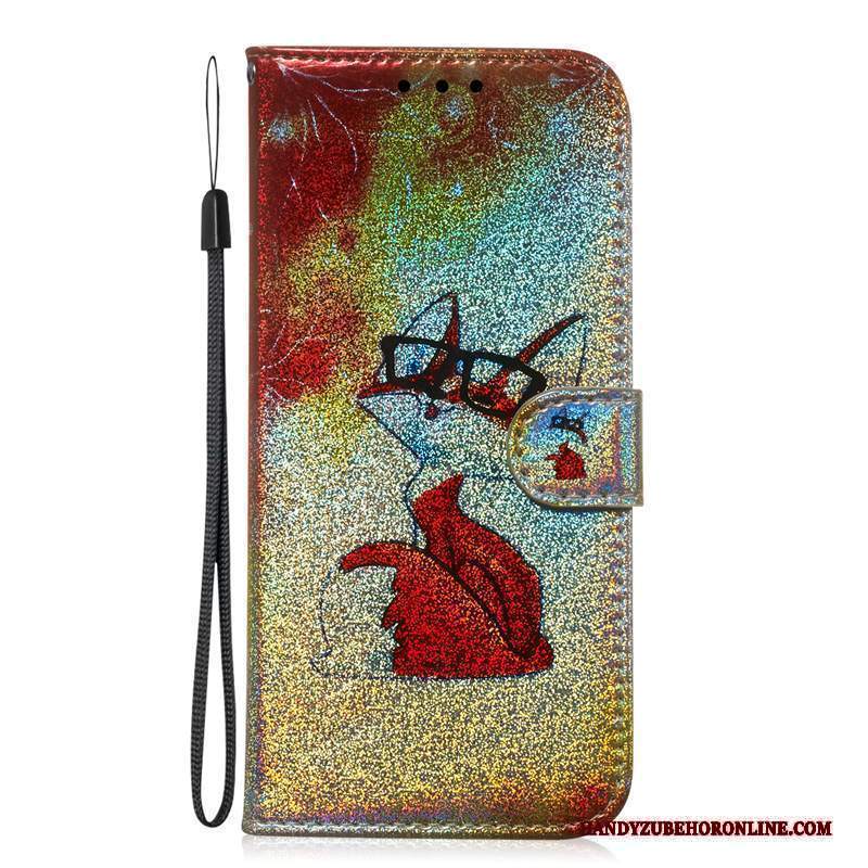 Custodia Nokia 7.1 Pelle Telefono Oro, Cover Nokia 7.1 Folio Volpe