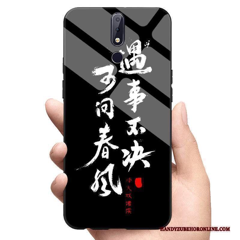 Custodia Nokia 7.1 Telefono Piccola, Cover Nokia 7.1 Vetro Nero