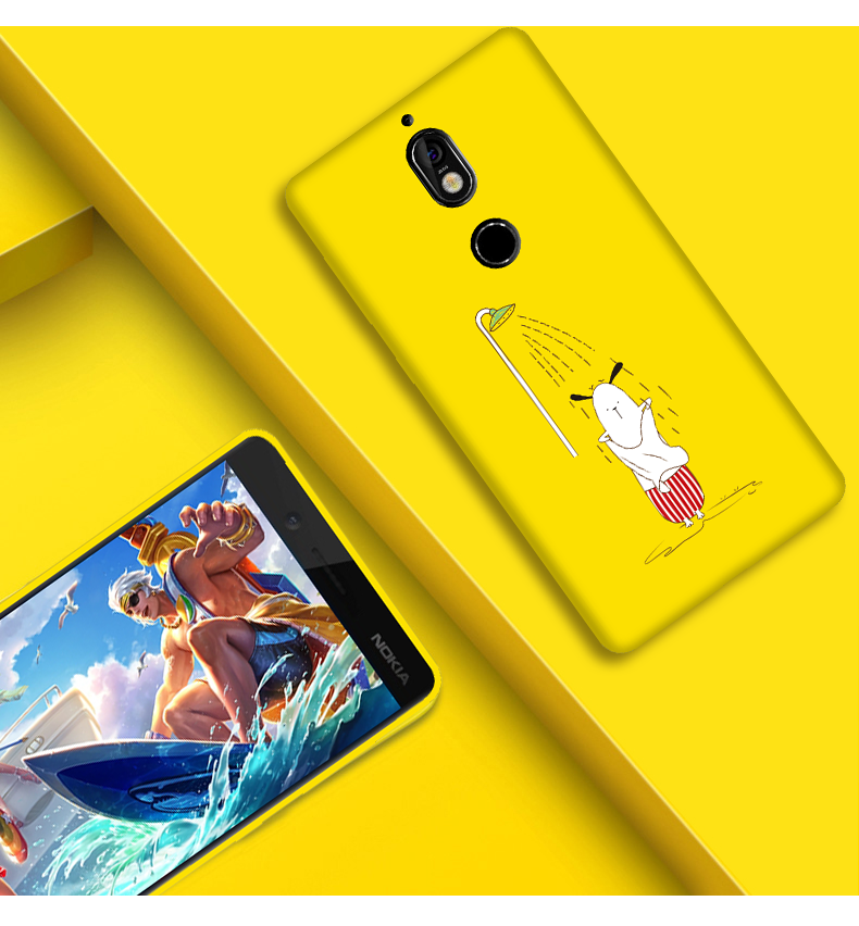 Custodia Nokia 7 Cartone Animato Morbido Tendenza, Cover Nokia 7 Silicone Di Personalità Giallo