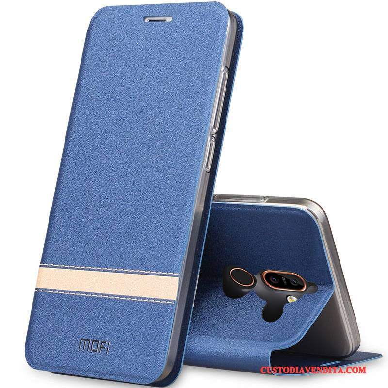 Custodia Nokia 7 Folio Anti-caduta Blu, Cover Nokia 7 Pelle Tendenzatelefono