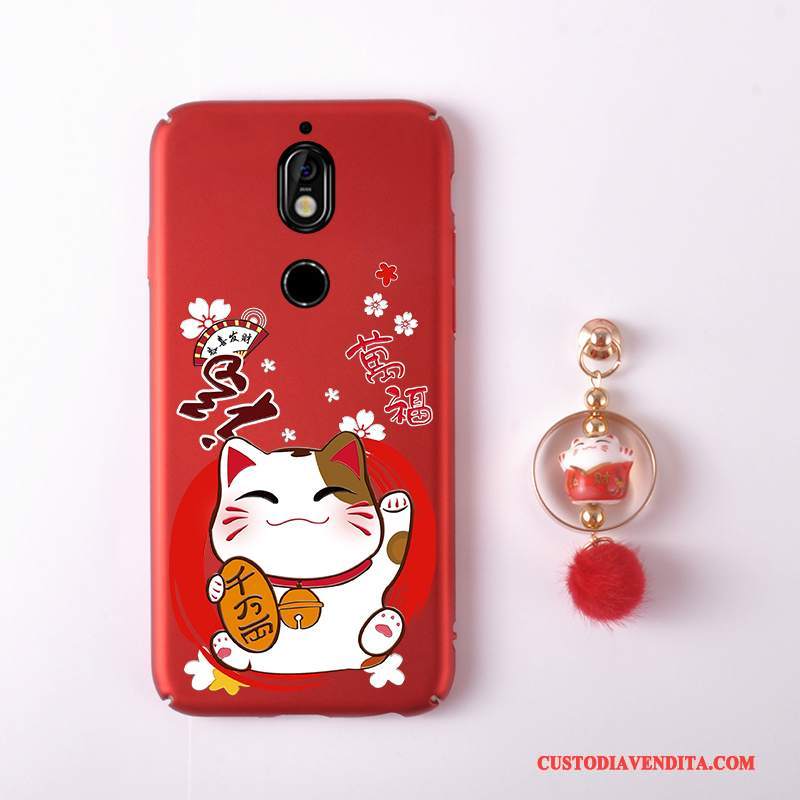 Custodia Nokia 7 Ornamenti Appesi Gattino, Cover Nokia 7 Rosso Nuovo