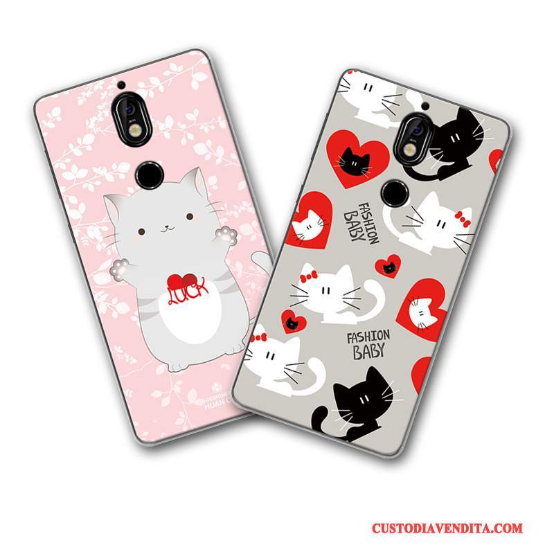 Custodia Nokia 7 Protezione Di Personalità Tutto Incluso, Cover Nokia 7 Cartone Animato Anti-caduta Rosa