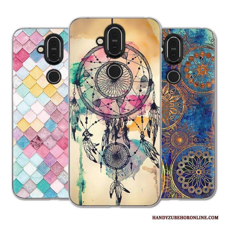 Custodia Nokia 8.1 Cartone Animato Morbido Rosa, Cover Nokia 8.1 Telefono Anti-caduta