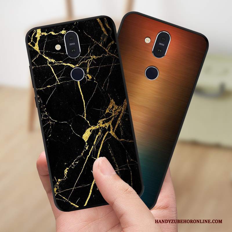 Custodia Nokia 8.1 Creativo Tendenza Nero, Cover Nokia 8.1 Protezione Telefono Modello