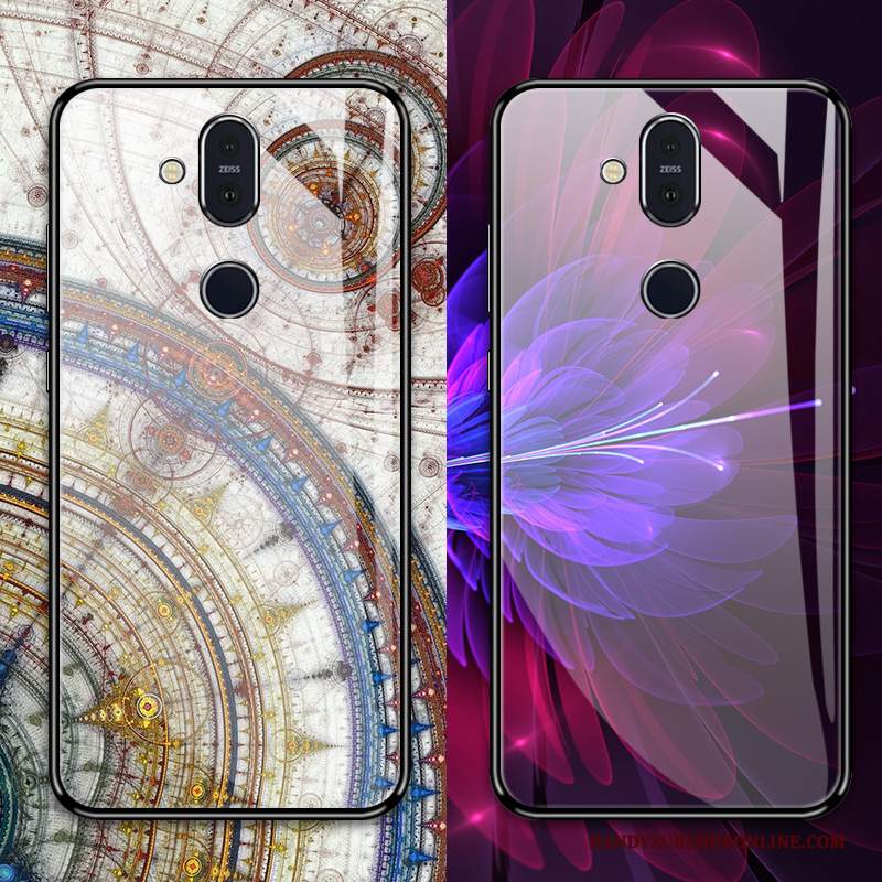 Custodia Nokia 8.1 Creativo Tendenza Rosso, Cover Nokia 8.1 Protezione Anti-caduta Vetro