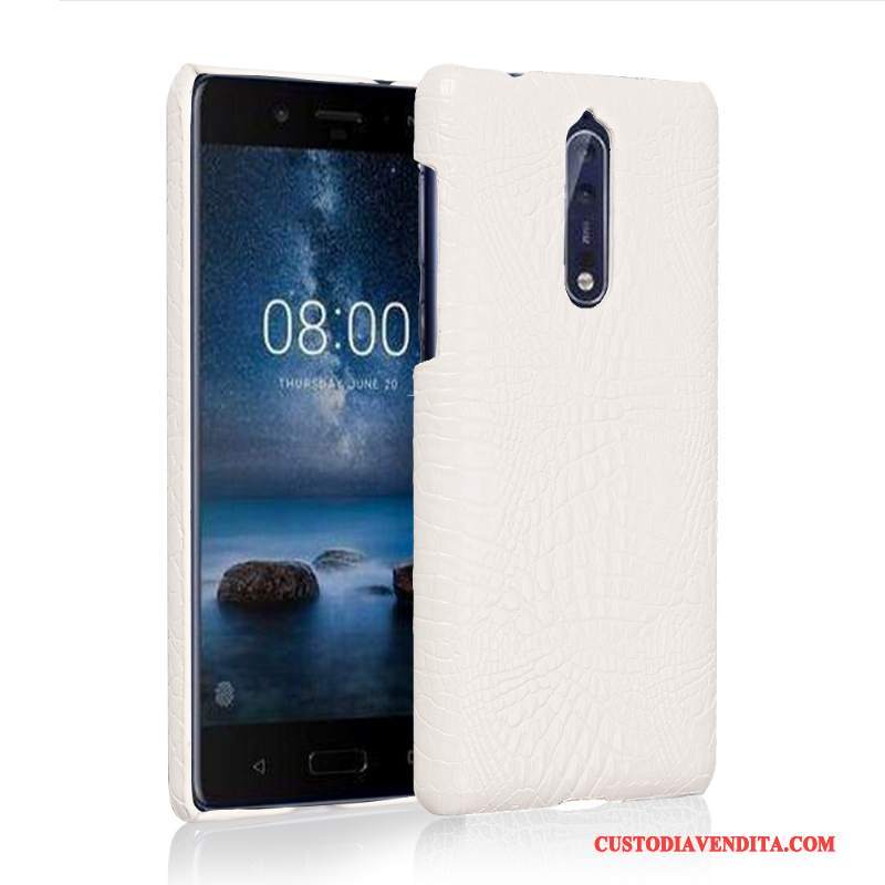 Custodia Nokia 8 Protezione Nuovo Anti-caduta, Cover Nokia 8 Pelle Biancotelefono