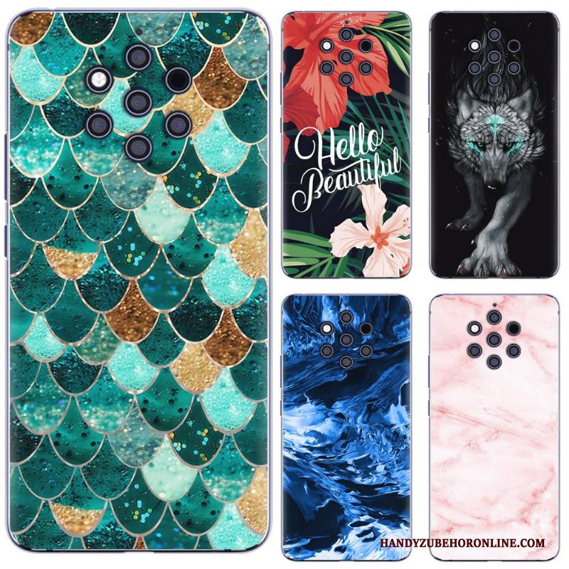 Custodia Nokia 9 Pureview Creativo Pu Morbido, Cover Nokia 9 Pureview Protezione Verde