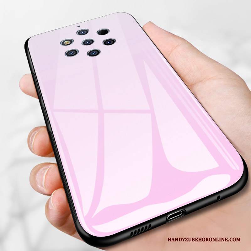 Custodia Nokia 9 Pureview Silicone Vetro Rosa, Cover Nokia 9 Pureview Creativo Nuovo Anti-caduta