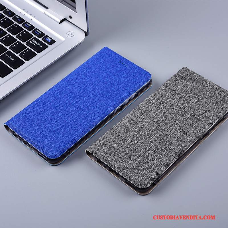 Custodia Redmi Note 5 Folio Cotone E Lino Rosso, Cover Redmi Note 5 Pelle Blutelefono