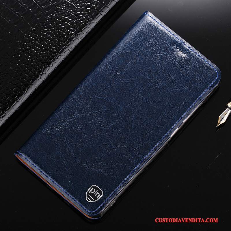 Custodia Redmi Note 5 Pelle Rosso Blu Scuro, Cover Redmi Note 5 Folio Telefono
