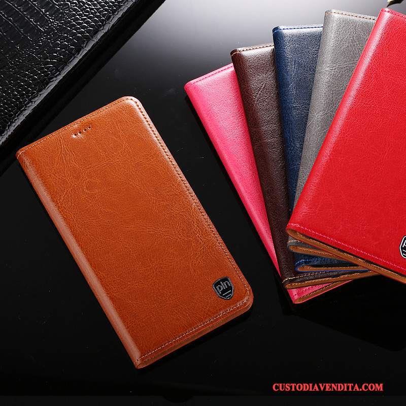 Custodia Redmi Note 5 Protezione Rosso Marrone, Cover Redmi Note 5 Pelle