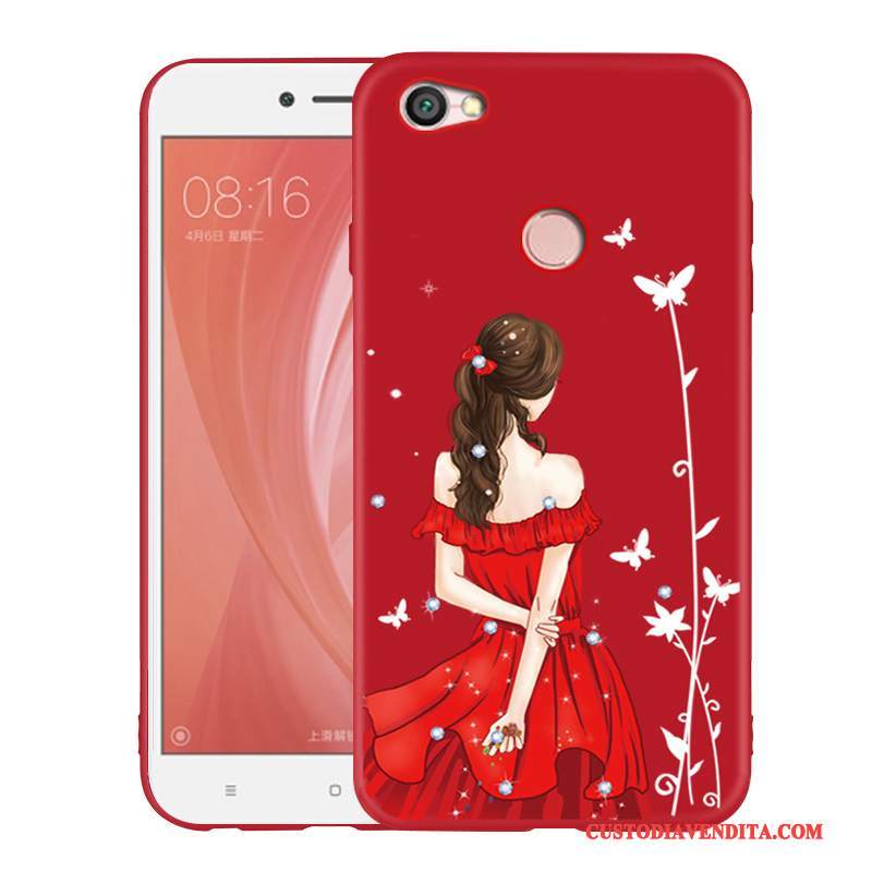 Custodia Redmi Note 5a Creativo Alto Rosso, Cover Redmi Note 5a Silicone Morbido Tendenza