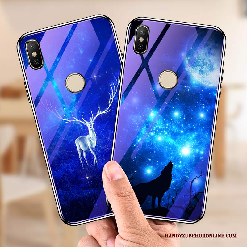 Custodia Redmi Note 6 Pro Silicone Blu Sottile, Cover Redmi Note 6 Pro Creativo Vetro Piccola