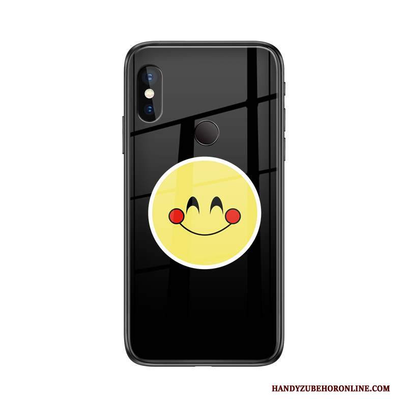 Custodia Redmi Note 6 Pro Vetro Temperato Smiley, Cover Redmi Note 6 Pro Telefono Rosso