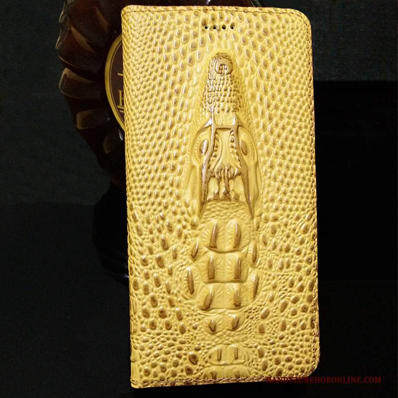 Custodia Samsung Galaxy A20e Pelle Telefono Giallo, Cover Samsung Galaxy A20e Modello Coccodrillo