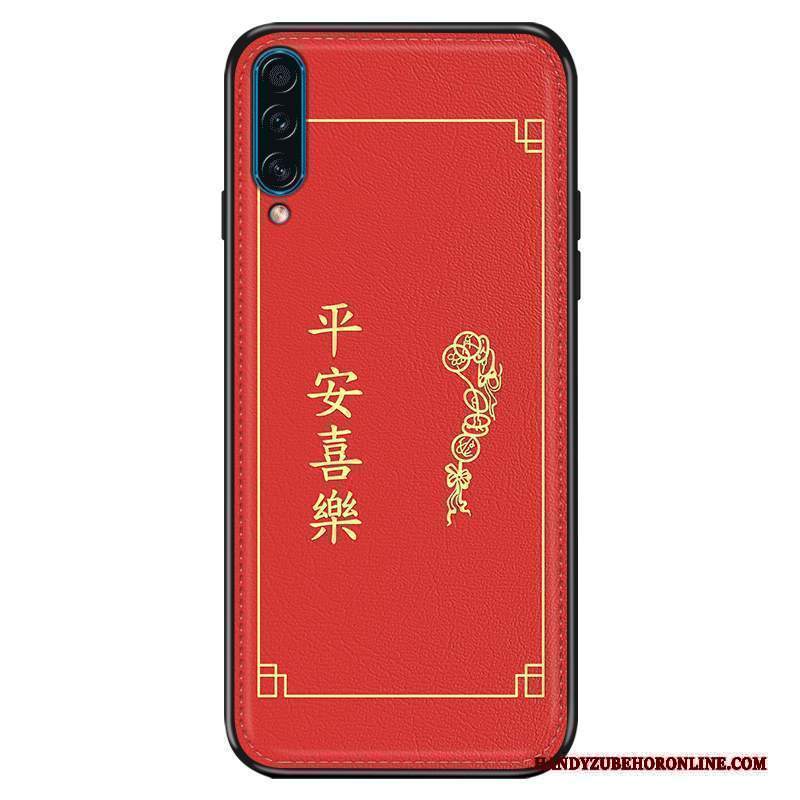 Custodia Samsung Galaxy A30s Pelle Rosso Tendenza, Cover Samsung Galaxy A30s Moda Nuovo Festivo