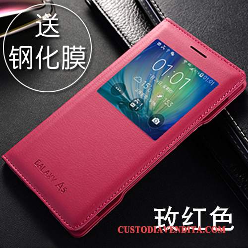 Custodia Samsung Galaxy A5 2015 Pelle Rossotelefono, Cover Samsung Galaxy A5 2015 Folio