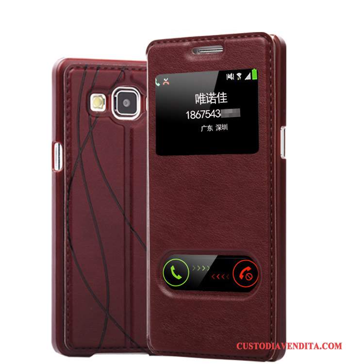 Custodia Samsung Galaxy A5 2015 Protezione Finestra Apertatelefono, Cover Samsung Galaxy A5 2015 Pelle