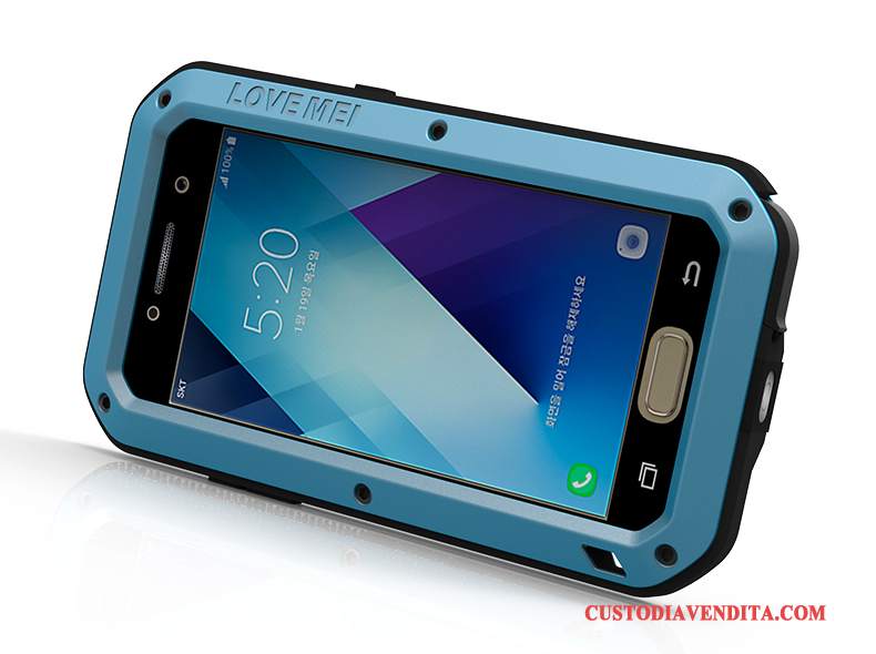 Custodia Samsung Galaxy A5 2017 Silicone Tutto Incluso Metallo, Cover Samsung Galaxy A5 2017 Blu Anti-caduta