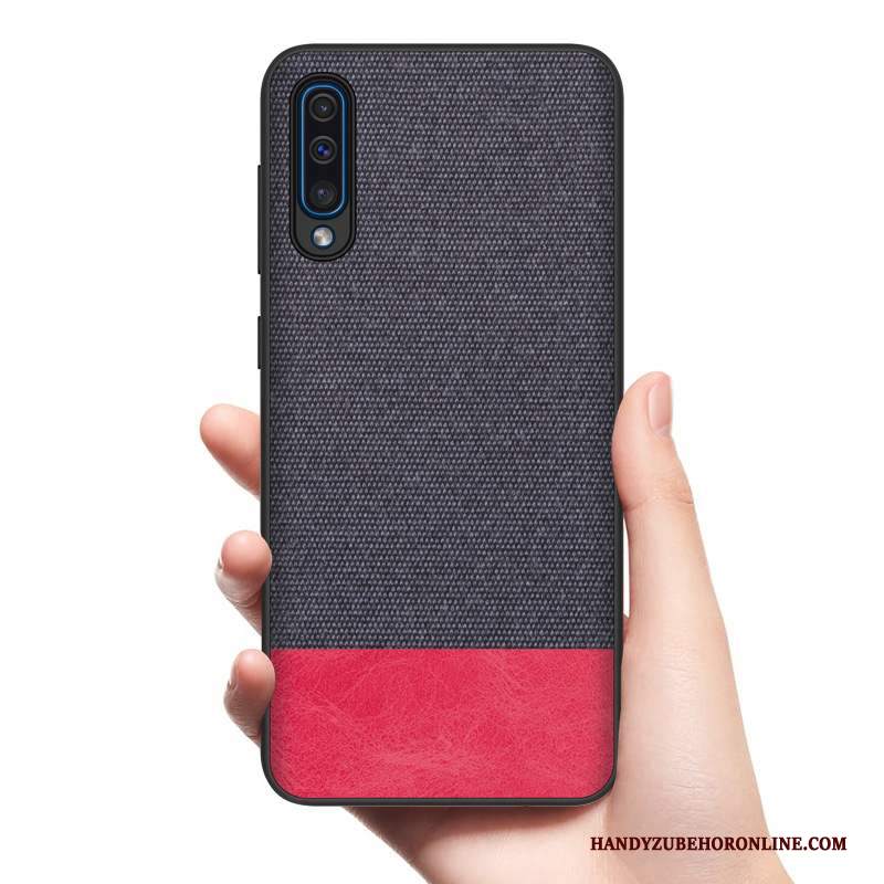Custodia Samsung Galaxy A50 Rosso Panno, Cover Samsung Galaxy A50 Telefono