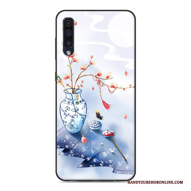 Custodia Samsung Galaxy A50 Vintage Morbido Di Personalità, Cover Samsung Galaxy A50 Blu Piccola