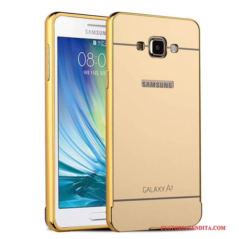 Custodia Samsung Galaxy A7 2015 Protezione Telefono Telaio, Cover Samsung Galaxy A7 2015 Oro Metallo