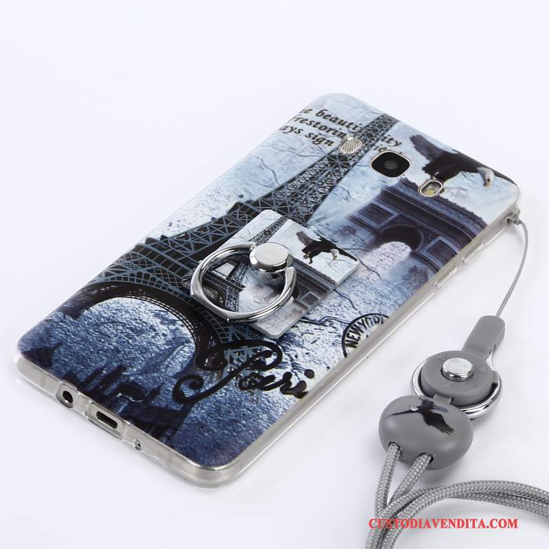 Custodia Samsung Galaxy A7 2015 Silicone Ring Tendenza, Cover Samsung Galaxy A7 2015 Protezione Blu Scuro Morbido