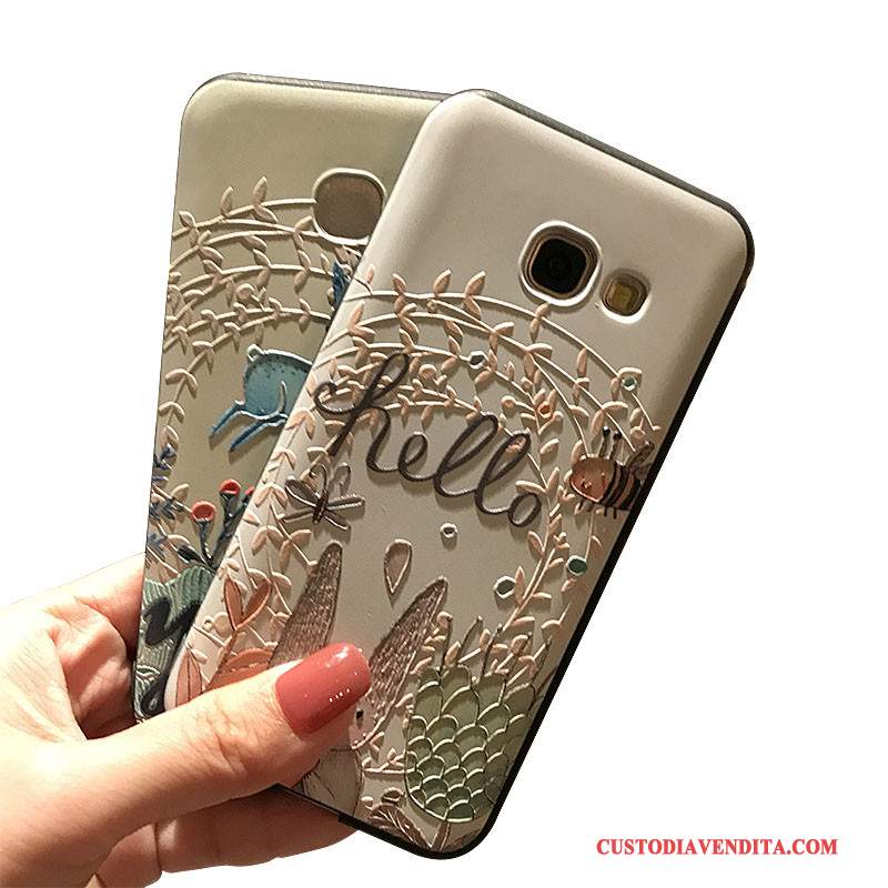 Custodia Samsung Galaxy A7 2017 Colore Supporto Macchiati, Cover Samsung Galaxy A7 2017 Goffratura Morbido Nero