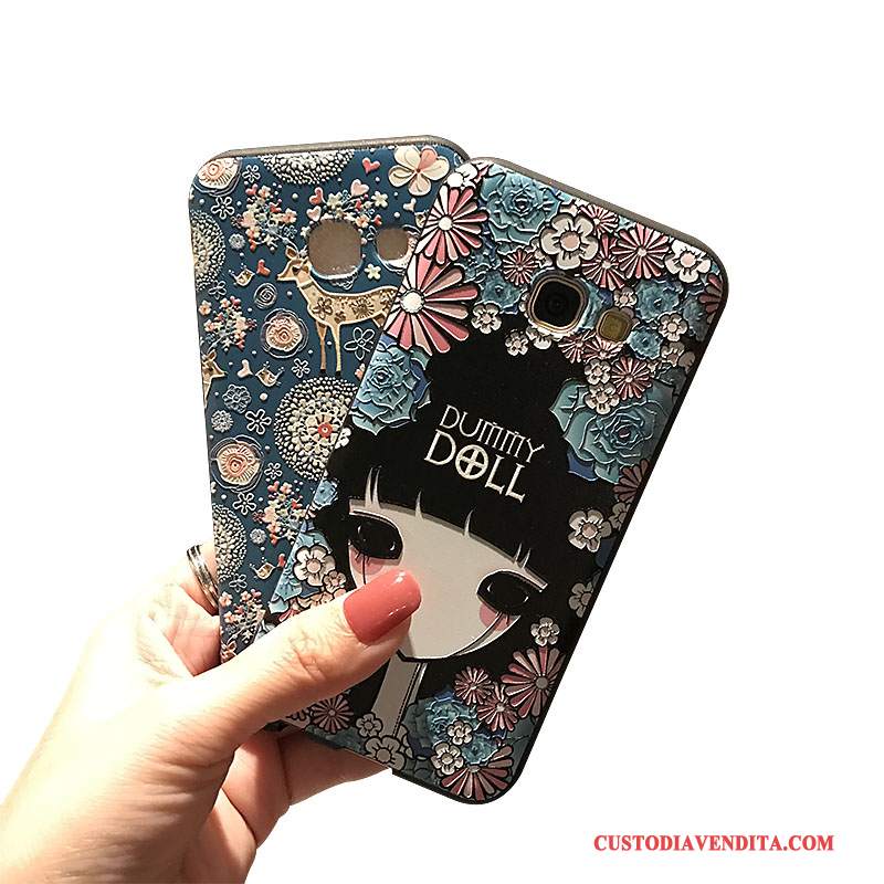 Custodia Samsung Galaxy A7 2017 Colore Supporto Morbido, Cover Samsung Galaxy A7 2017 Goffratura Nerotelefono