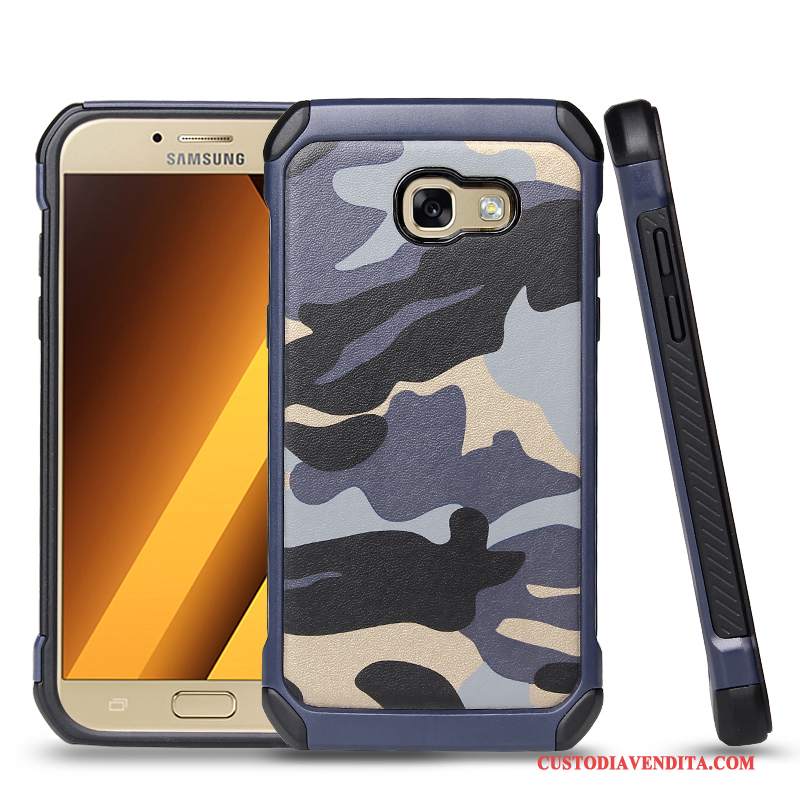 Custodia Samsung Galaxy A7 2017 Silicone Ring Blu, Cover Samsung Galaxy A7 2017 Protezione Telefono Anti-caduta
