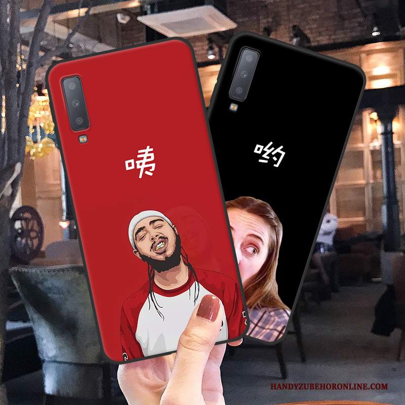 Custodia Samsung Galaxy A7 2018 Cartone Animato Telefono Amanti, Cover Samsung Galaxy A7 2018 Silicone Rosso Di Personalità