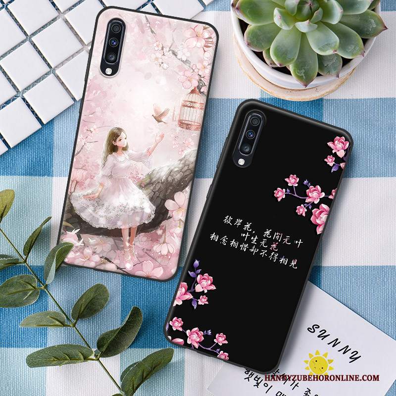 Custodia Samsung Galaxy A70 Silicone Ornamenti Appesi Fiori, Cover Samsung Galaxy A70 Protezione Telefono Morbido