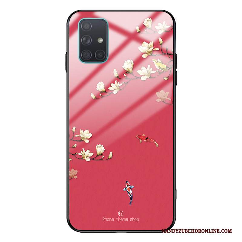 Custodia Samsung Galaxy A71 Silicone Vetro Di Personalità, Cover Samsung Galaxy A71 Protezione Rossotelefono