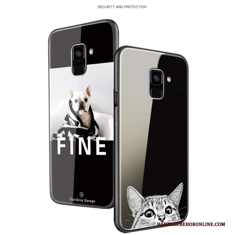 Custodia Samsung Galaxy A8 2018 Cartone Animato Bello Di Personalità, Cover Samsung Galaxy A8 2018 Creativo Tutto Incluso Nero