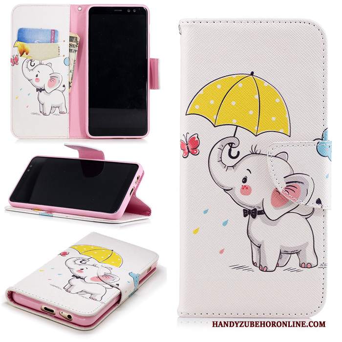 Custodia Samsung Galaxy A8 2018 Cartone Animato Bianco Di Personalità, Cover Samsung Galaxy A8 2018 Folio