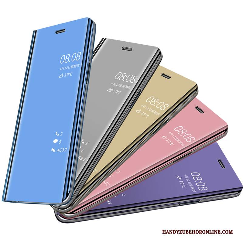 Custodia Samsung Galaxy A8 2018 Creativo Supporto Pellicola Protettiva, Cover Samsung Galaxy A8 2018 Pelle Specchio Tempra