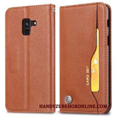 Custodia Samsung Galaxy A8 2018 Pelle Chiaro Supporto, Cover Samsung Galaxy A8 2018 Protezione Telefono Carta