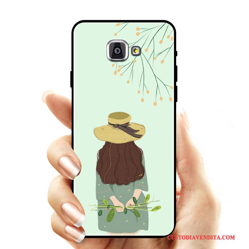 Custodia Samsung Galaxy A8+ Cartone Animato Anti-caduta Verde, Cover Samsung Galaxy A8+ Silicone Chiaro Morbido