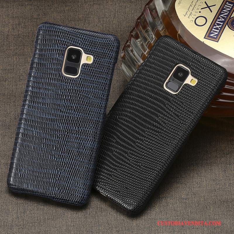 Custodia Samsung Galaxy A8+ Pelle Tendenzatelefono, Cover Samsung Galaxy A8+ Creativo Anti-caduta Blu Scuro