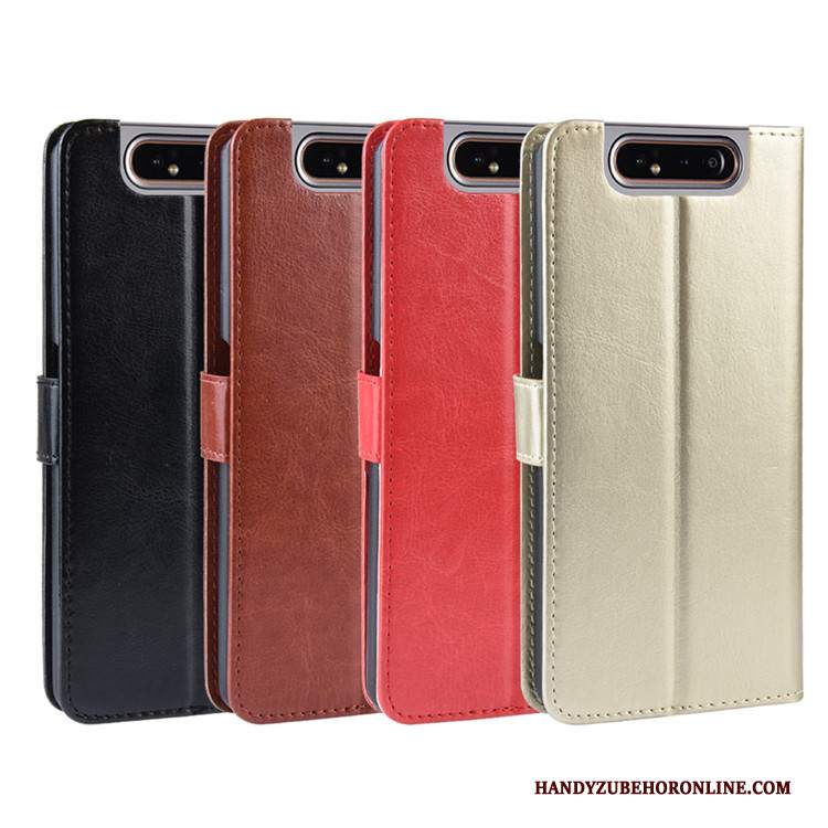 Custodia Samsung Galaxy A80 Protezione Modello Oro, Cover Samsung Galaxy A80 Portafoglio Telefono