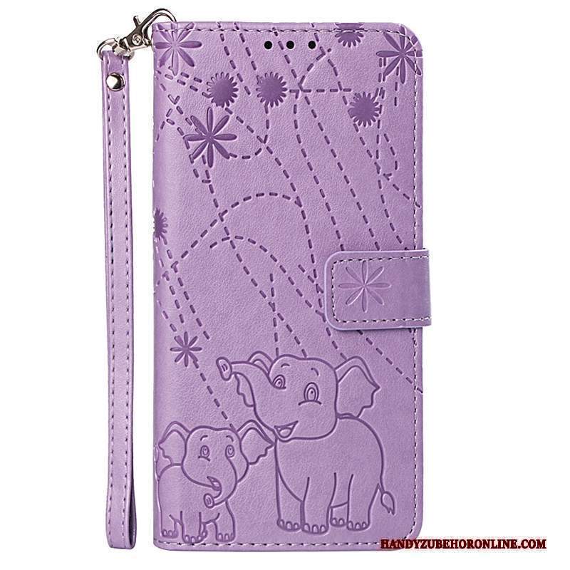 Custodia Samsung Galaxy A8s Pelle Tutto Incluso Chiaro, Cover Samsung Galaxy A8s Cartone Animato Telefono Porpora