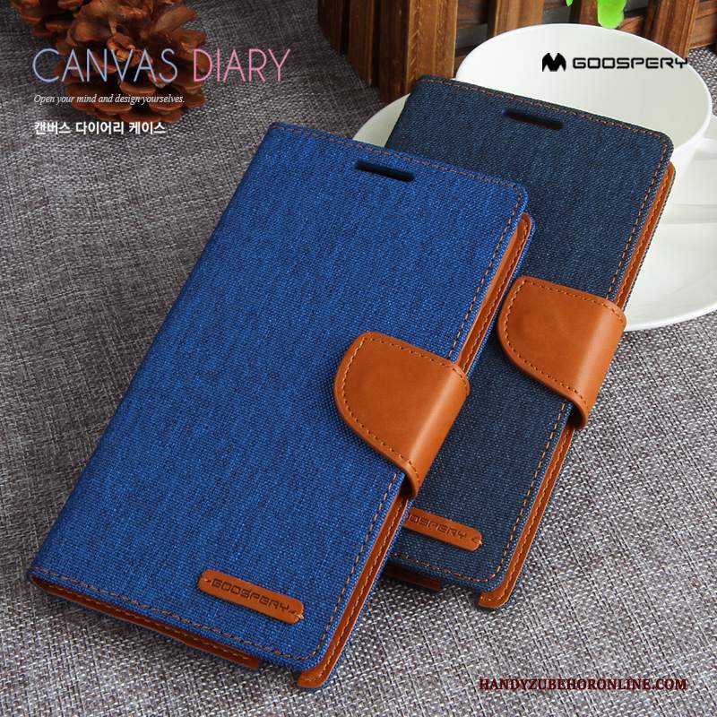 Custodia Samsung Galaxy A9 2018 Pelle Tela Blu, Cover Samsung Galaxy A9 2018 Portafoglio