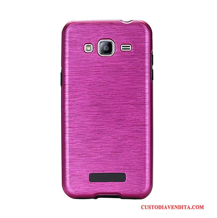 Custodia Samsung Galaxy J3 2015 Creativo Semplici Porpora, Cover Samsung Galaxy J3 2015 Protezione Di Personalità Seta