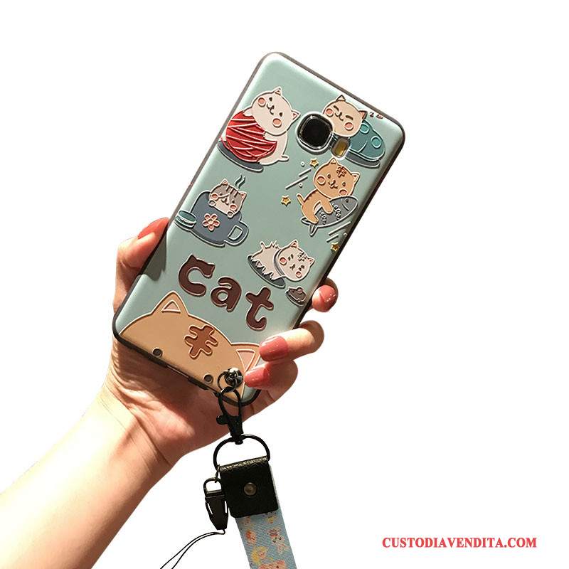 Custodia Samsung Galaxy J5 2017 Goffratura Telefono Macchiati, Cover Samsung Galaxy J5 2017 Blu Ornamenti Appesi