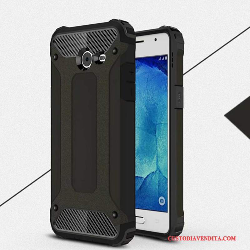 Custodia Samsung Galaxy J5 2017 Silicone Tre Difese Nero, Cover Samsung Galaxy J5 2017 Protezione Tutto Incluso Metallo