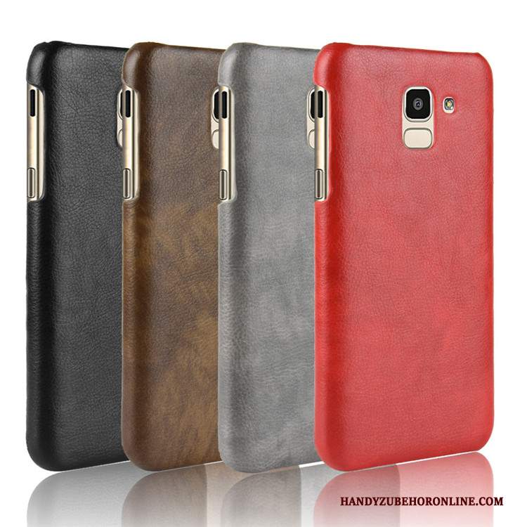 Custodia Samsung Galaxy J6 Pelle Difficiletelefono, Cover Samsung Galaxy J6 Protezione Rosso Litchi