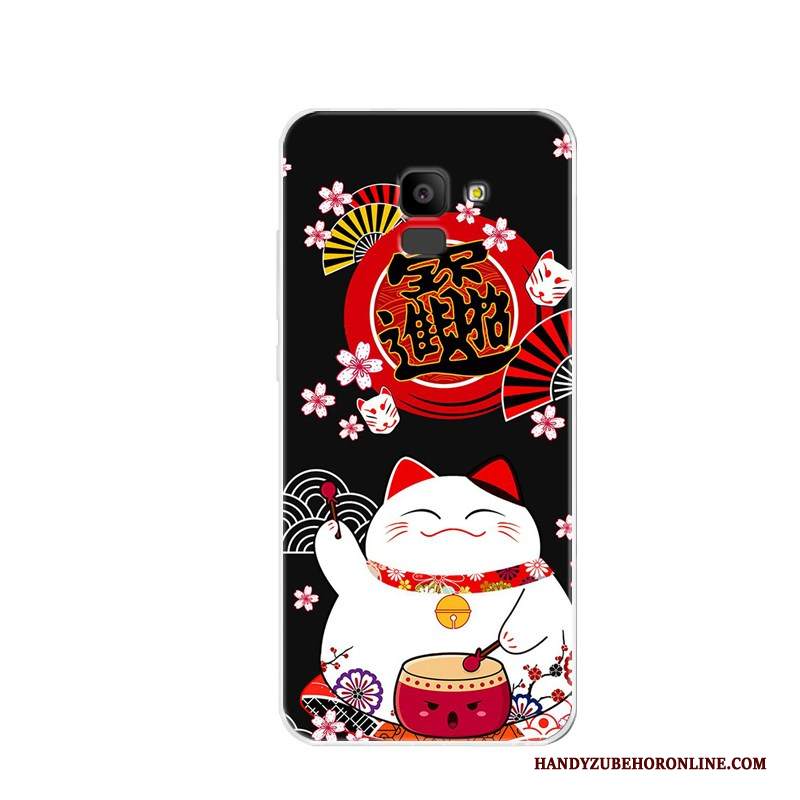 Custodia Samsung Galaxy J6 Silicone Gattinotelefono, Cover Samsung Galaxy J6 Creativo Nero Tendenza