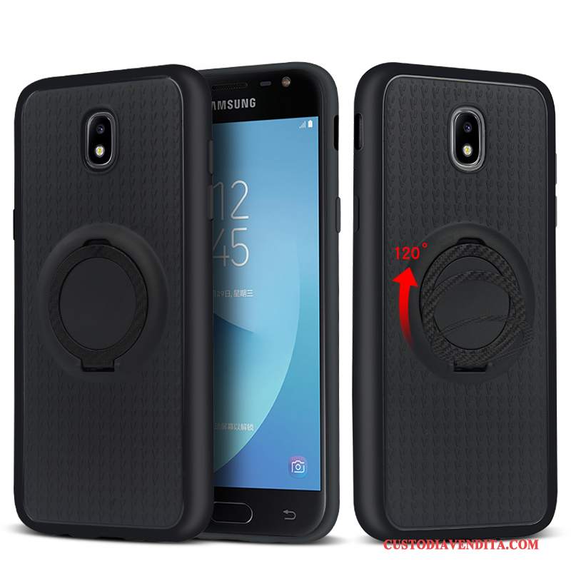 Custodia Samsung Galaxy J7 2017 Silicone Nero Tutto Incluso, Cover Samsung Galaxy J7 2017 Protezione Supporto Auto