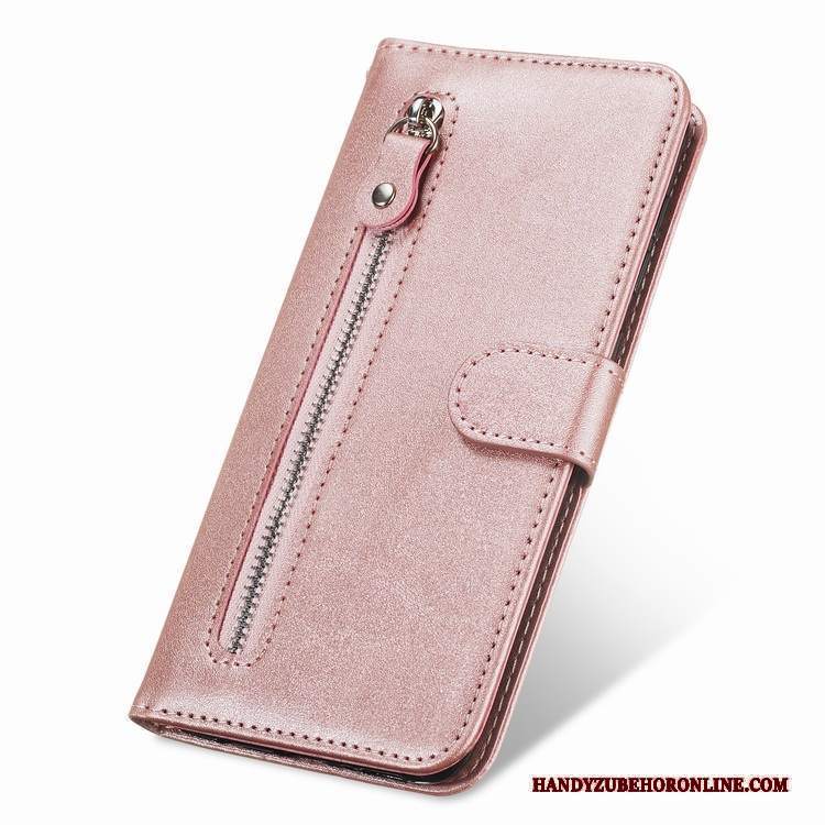 Custodia Samsung Galaxy M20 Folio Oro Rosa Piccola, Cover Samsung Galaxy M20 Pelle Cerniera Mucca