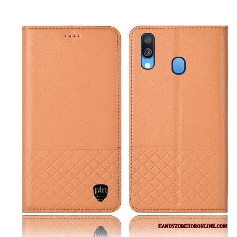 Custodia Samsung Galaxy M20 Pelle A Quadri Giallo, Cover Samsung Galaxy M20 Protezione Anti-cadutatelefono